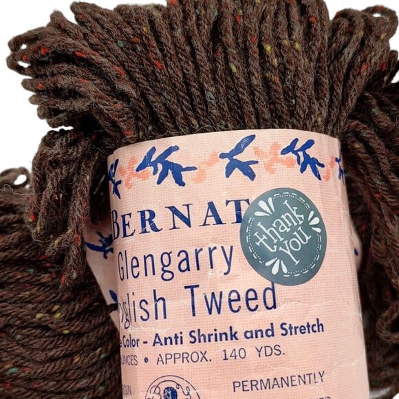 Bernat Glengarry English Tweed Yarn #6818 Walnut BR 100% Virgin Wool 140yds x2 - Picture 5 of 7